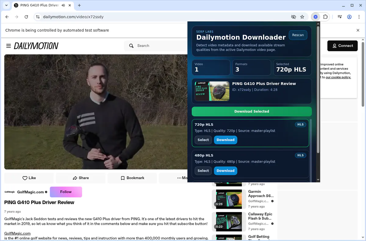 Dailymotion Video Downloader browser extension screenshot 6
